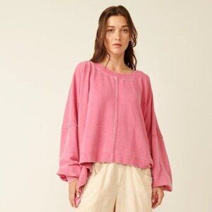 Free People Daisy Sweatshirt- Dragonfruit Sorbet